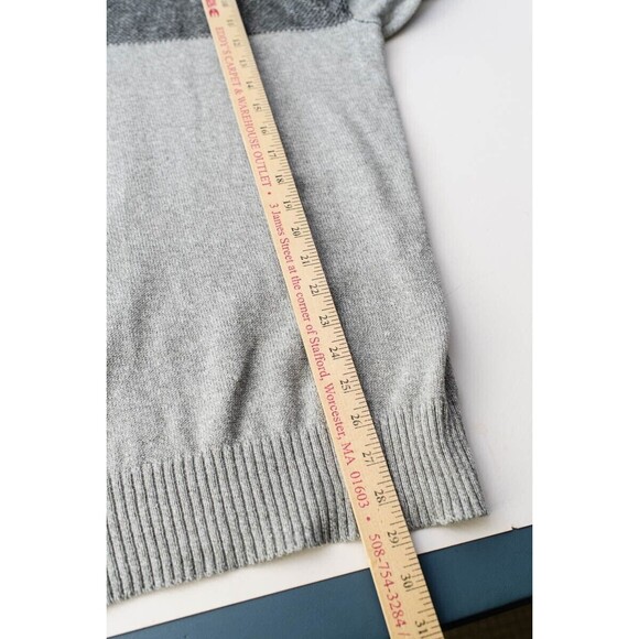 urban pipeline men's Large gray striped sweater 3/4 zip - Picture 7 of 10